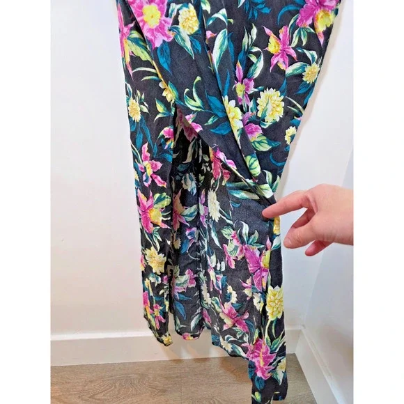 Torrid Maxi Washable Gauze Black Floral Caftan Cover-Up Dress Size 3 Rayon - Picture 4 of 9